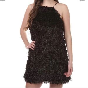 Nwt TCEC FEATHER tassel dress L fairy grunge